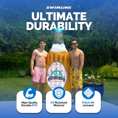 Miniatura 3 de Swimline Tumbona Inflable para Piscina Flotador de Piscina, Esterilla Divertido, Botella de Cerveza, Naranja