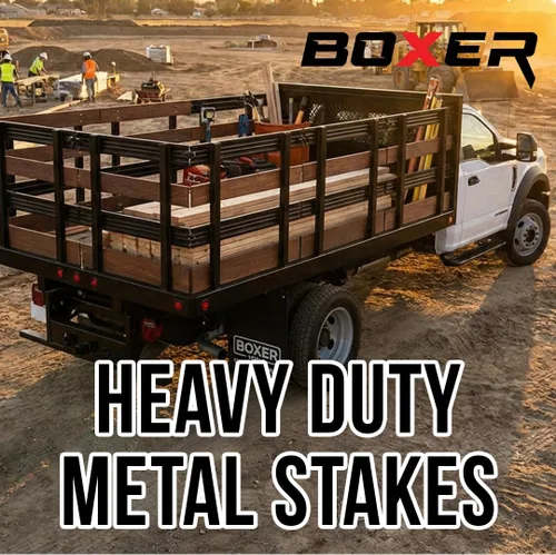 Miniatura 7 de Boxer Estaca de metal para camión de herramientas, 6 piezas, extremo cuadrado de 12 pulgadas, recubierta en acabado negro, estaca resistente