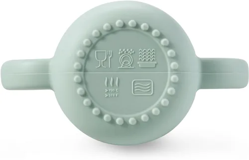 Miniatura 6 de PandaEar Paquete de 2 vasos de entrenamiento de silicona 100% diminutos con asas y popote para bebés y niños pequeños (rosa verde)