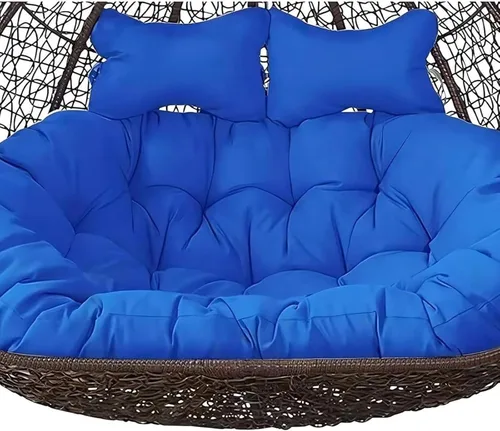 Miniatura 21 de Cojín de repuesto para silla Columpio de 2 plazas, Lavable, Grueso, Grande, de Mimbre, impermeable y resistente al sol, para balcón y patio