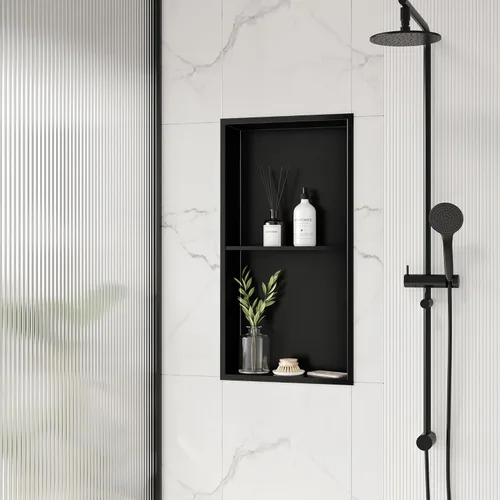 Miniatura 9 de Neodrain Nicho de ducha doble estante de acero inoxidable, no necesita azulejos, nichos de baño empotrados en la pared, nicho de pared empotrado