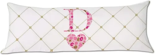 Miniatura 11 de Funda de almohada corporal con monograma del alfabeto y corazón, estampado de leopardo rosa, letra H, almohadas para dormir, funda de almohada larga