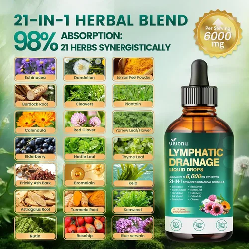 Miniatura 3 de Gotas de drenaje linfático 21 en 1 para liposomal, 6000 mg Suplemento de apoyo del sistema inmunológico y linfático para mujeres y hombres