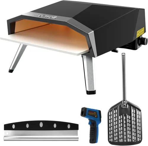 Miniatura 10 de ECOWELL Horno de pizza de gas de 12 pulgadas para exteriores, horno de pizza portátil con piedra, horno de pizza de acero inoxidable para interiores
