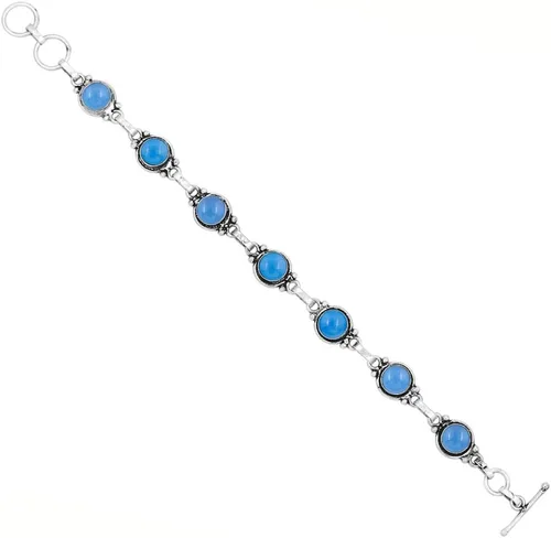 Miniatura 33 de Round Shape Natural & Synthetic Gemstones Silver Plated Bracelets for Women - Vintage Bohemian Style Handmade Birthstone Adjustable Link Bracelet