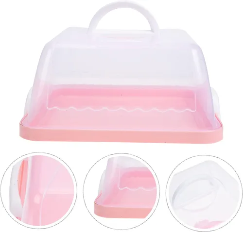 Miniatura 6 de LIFKOME Contenedor cuadrado de almacenamiento para tartas, caja de macarrones con asa de bloqueo para tartas, contenedor de almacenamiento cuadrado