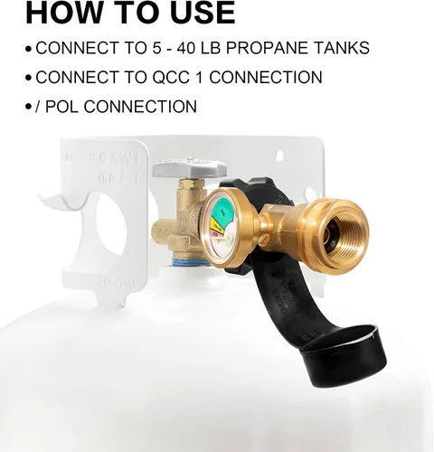 Miniatura 4 de DozyAnt premium medidor indicador de gas de propano con detector de filtraciones y medidor de presión para camper, cilindros, parrillas de gas