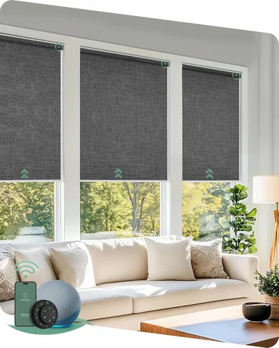 Miniatura 31 de Yoolax - cortinas enrollables motorizadas sin cenefa Vinilo opaco gris claro