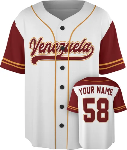 Miniatura 8 de Camiseta de béisbol personalizada de Venezuela - Camisetas deportivas personalizadas del orgullo Veneka con número de nombre, camisas de Beisbol