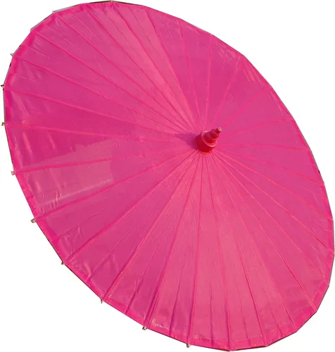 Miniatura 8 de Parasol de tela de bambú liso, ideal para recuerdos de fiesta de boda (fucsia)