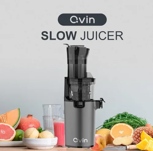 Miniatura 2 de Qvin - Exprimidor de prensa en frío, máquinas exprimidoras lentas con canal grande y ancho de 3 pulgadas, exprimidor eléctrico de nutrientes