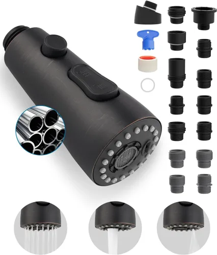 Miniatura 8 de Reemplazo universal de cabezal de grifo de cocina con kit de 15 adaptadores compatible con grifos American Standard/Kohler/Moen/Delta, cabezal