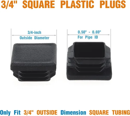 Miniatura 2 de Tapones cuadrados de plástico de 1 pulgada, tubo de 1 pulgada de diámetro exterior de 1 x 1 pulgada, tapas de acero para patas de silla