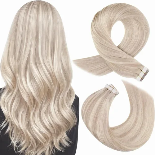Miniatura 22 de Moresoo Extensiones de cabello humano real con cinta adhesiva, sin costuras, #1 negro azabache, 20 piezas, 1.76 oz (50 g), 24 pulgadas