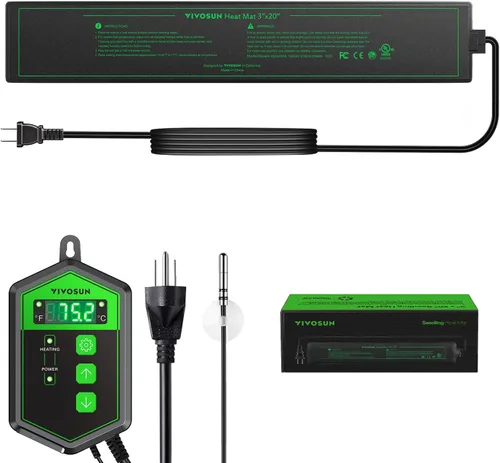 Miniatura 10 de VIVOSUN - Juego combinado de tapete térmico de 48 x 20.75 pulgadas y termostato digital para plántulas, almohadilla de calefacción hidropónica