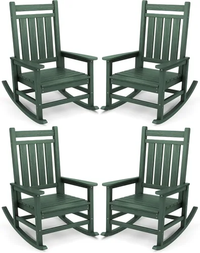Miniatura 31 de SEWALL Mecedora de polietileno de alta densidad para adultos, mecedora de gran tamaño para exteriores, para patio, porche, Aruba