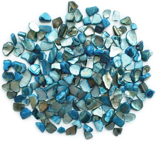 Miniatura 2 de Yew & Tulip Chips de conchas trituradas naturales irregulares, 32 oz (2 lb) fragmentos de mosaico de nácar azul cielo, conchas de nácar