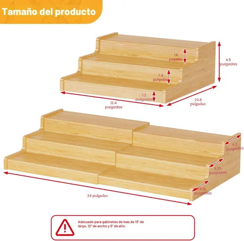 Miniatura 6 de Organizador de latas de bambú expandible para despensa, soporte de almacenamiento de latas ajustable de 3 niveles, organizador de soda con capacidad