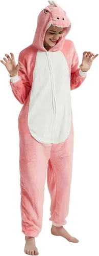 CALANTA Mono de dinosaurio para adultos, disfraz de dragón T-Rex Animal para mujer, pijama de felpa de una pieza, cosplay, Halloween, Navidad