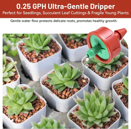Miniatura 6 de 50 goteros/emisores de riego por goteo compensadores de presión de 0.25 GPH, antiobstrucciones y autolimpiantes emisores de riego por goteo