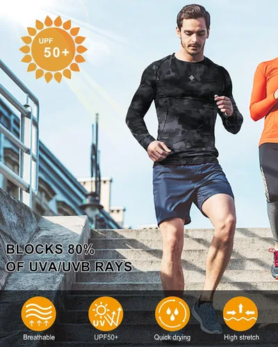 Miniatura 5 de Milin Naco ropa interior de manga larga fresca seca con compresión para hombre paquete de 3