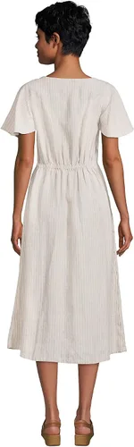 Miniatura 2 de Lands' End Vestido midi de lino con botones frontales para mujer