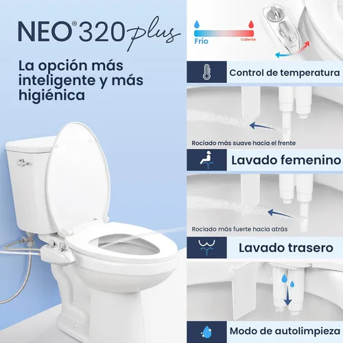 Miniatura 2 de LUXE Bidet NEO 320 Plus - Agua caliente, boquilla dual, accesorio de bidé no eléctrico para asiento de inodoro, instalación patentada de Cromo