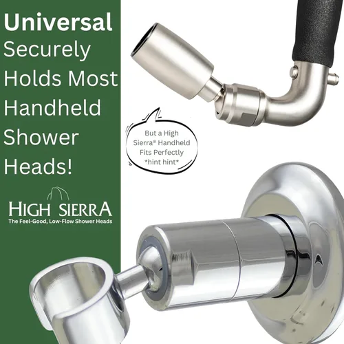 Miniatura 6 de High Sierra® - Soporte de pared de metal sólido para cabezales de ducha de mano - Acabado dorado cepillado