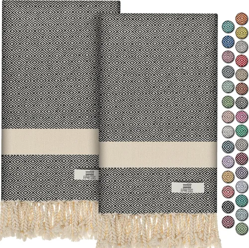 EPHESUS TOWELS Toallas de mano – Juego de 2 | 18 x 30 pulgadas – Toalla de mano turca decorativa para baño, cocina, invitados, cara, cabello, té,