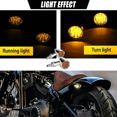 Miniatura 3 de DREAMIZER 2 piezas de luces intermitentes para motocicleta con 15 LEDs, cromadas, tipo bala, lámparas indicadoras delanteras y traseras, compatibles