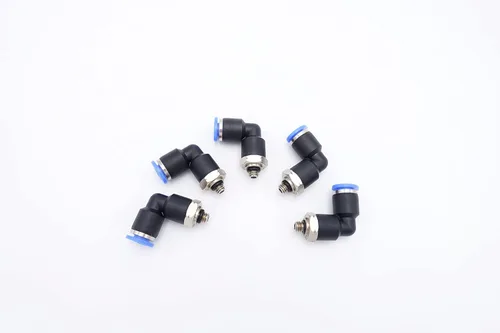 Miniatura 38 de Empuje para conectar conexión de tubo de 1/4" OD x 1/8" rosca NPT macho, codo neumático macho de aire línea de agua de aire de 90 grados codo
