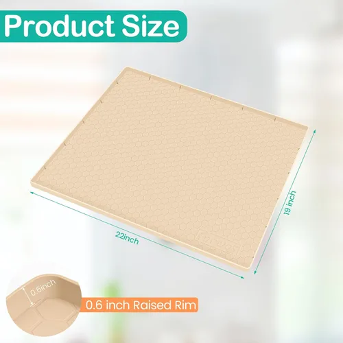 Miniatura 2 de Tapete impermeable para debajo del fregadero de 22 x 19 pulgadas, forro de silicona para gabinete, protector de goma para cocina y baño, mantiene