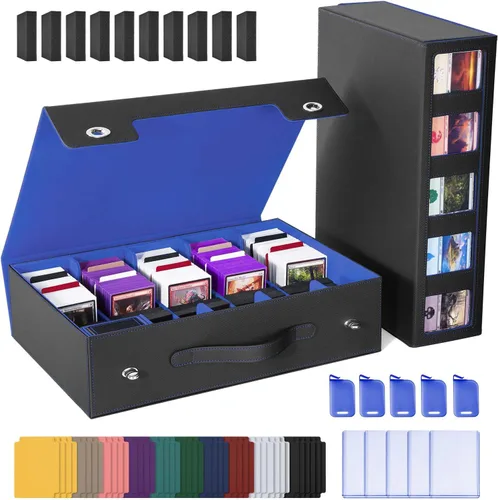 Miniatura 10 de Caja de almacenamiento de cartas UAONO para cartas de intercambio, estuche de cubierta de cartas PU de 1800+ para Commander, soporte de cartas