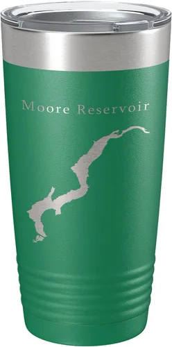 Miniatura 20 de Moore Reservoir Tumbler Lake Map Travel Mug Insulated Laser Engraved Coffee Cup New Hampshire Vermont 20 oz Black