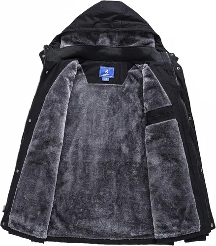 Miniatura 3 de Rapoo Chaqueta de invierno para hombre, de algodón, con forro polar, gruesa y cálida, con capucha