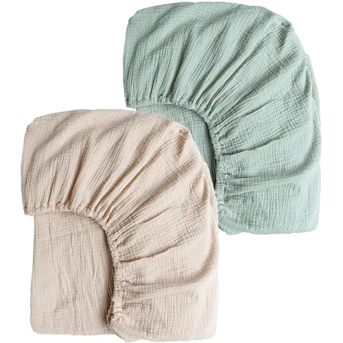 Miniatura 10 de Konssy Sábanas de Muselina para Cuna para Niña y Niño, 2 Piezas de Sábanas de Bebé de Algodón Suave y Transpirable para Colchón de Cuna Estándar