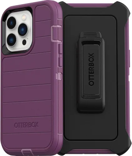 OtterBox Funda para iPhone 13 Pro (SOLAMENTE) Defender Series Pro - Morado Feliz, sin protector de pantalla, resistente y duradera, con protección