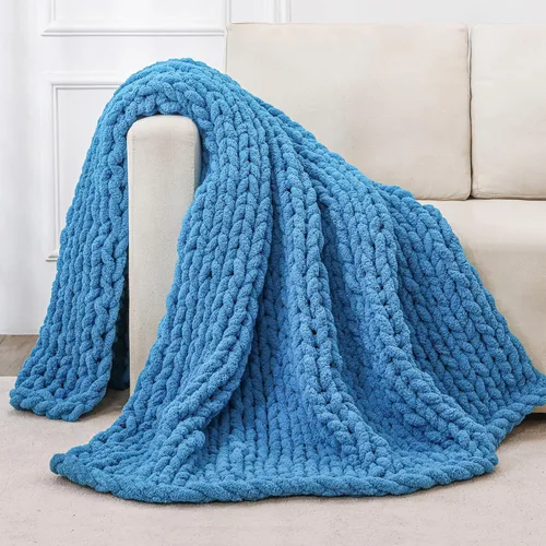 Miniatura 49 de Bigacogo Manta de punto grueso para sofá, 51 x 63 pulgadas, 100% tejida a mano con hilo de felpilla grueso jumbo, acogedoras y suaves mantas grandes