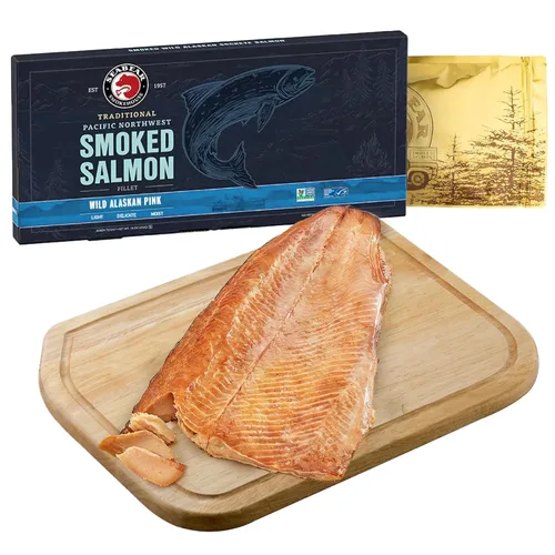 Miniatura 15 de SeaBear Seattle Skyline - Caja de regalo de salmón ahumado, capturado en la naturaleza, estable en el almacenamiento, listo para comer, 6 onzas