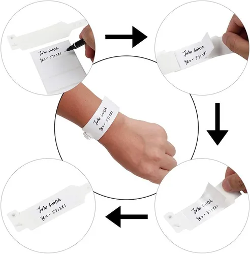 Miniatura 3 de Bandas de identificación de hospital, pulsera médica de tamaño adulto, pulseras impermeables para pacientes, pulsera de identificación de hospital