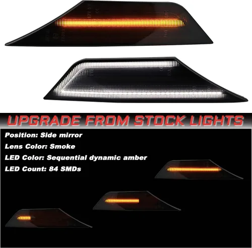 Miniatura 3 de Lentes ahumados blancos con secuencia dinámica en ámbar para luces de marcador lateral delanteras Compatibles con Honda 10th Gen Civic Coupe Sedan