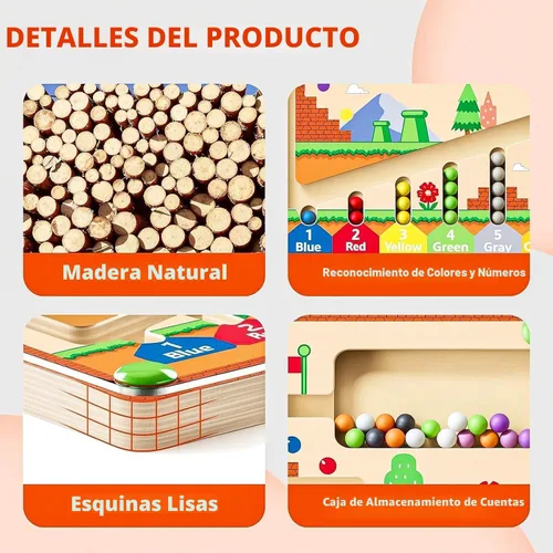 Miniatura 6 de zhiwuzhu Laberinto magnético de color y números para juguetes Montessori, tablero de aprendizaje a juego de madera para niños de 2 a 4 años