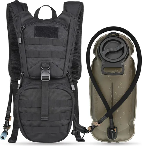 MARCHWAY Mochila táctica de hidratación Molle con bolsa de agua de TPU de 3 litros, mochila militar para ciclismo, senderismo, correr, escalada,