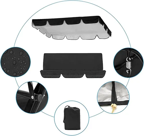 Miniatura 5 de Juego de fundas de repuesto para columpio de toldo, juego de repuesto para columpios de 2/3 plazas, protección para todo tipo de clima, columpios