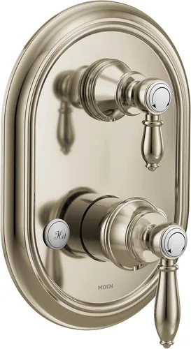 Miniatura 10 de Moen UTS4311BG Weymouth M-CORE Serie 3 - Moldura de ducha de 2 manijas con válvula de transferencia integrada, requiere válvula, oro cepillado