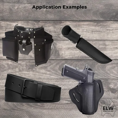 Miniatura 4 de ELW Negro Latigo Leather 9-10oz (0.142-0.157 in) correas, cinturones, tiras 1-1/2" (3.8cm) de ancho x 72" (1.83m) de largo cuero de grano completo
