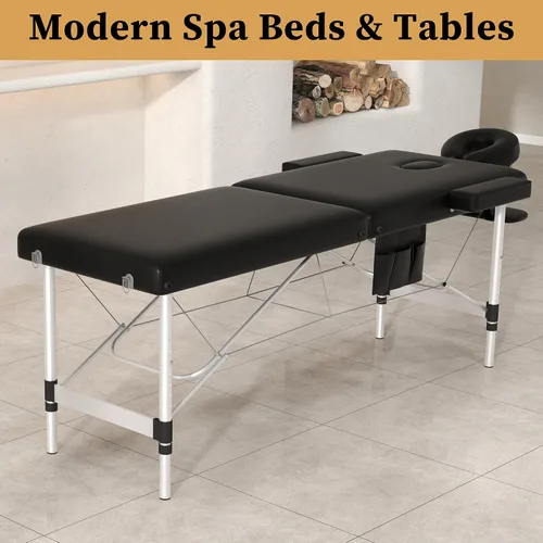 Miniatura 2 de civama Mesa de Masaje Cama de Masaje Portátil, 26 Libras Peso Ligero 2 Secciones Plegable Cama de Tatuaje Cuidado Facial Spa Cama de Pestañas Altura