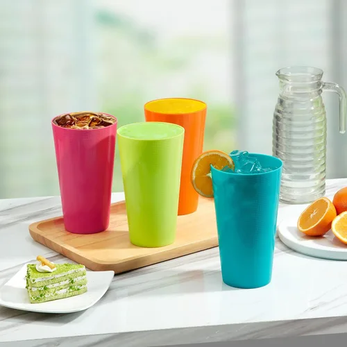 Miniatura 2 de Vasos de plástico de 35 onzas, vasos reutilizables para beber, juego de 12 vasos multicolor irrompibles, sin BPA, aptos para microondas