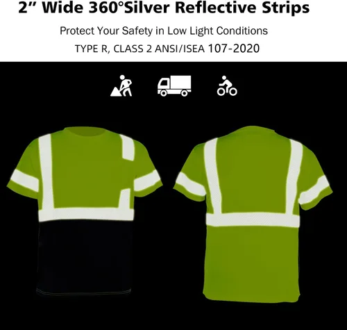 Miniatura 6 de VENDACE 3 piezas de seguridad camisetas reflectantes clase 3 alta visibilidad Hi Vis manga corta construcción trabajo camisas para hombres Manga