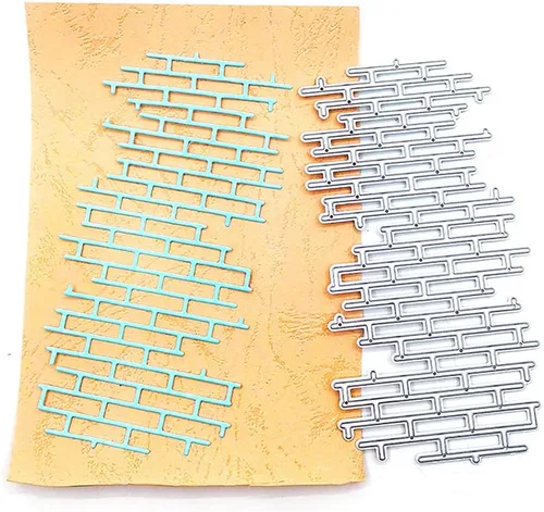 Miniatura 5 de 2 piezas de troqueles de rejilla irregulares de metal, troqueles de ladrillo de pared, plantillas de molde para manualidades, plantillas de moldes